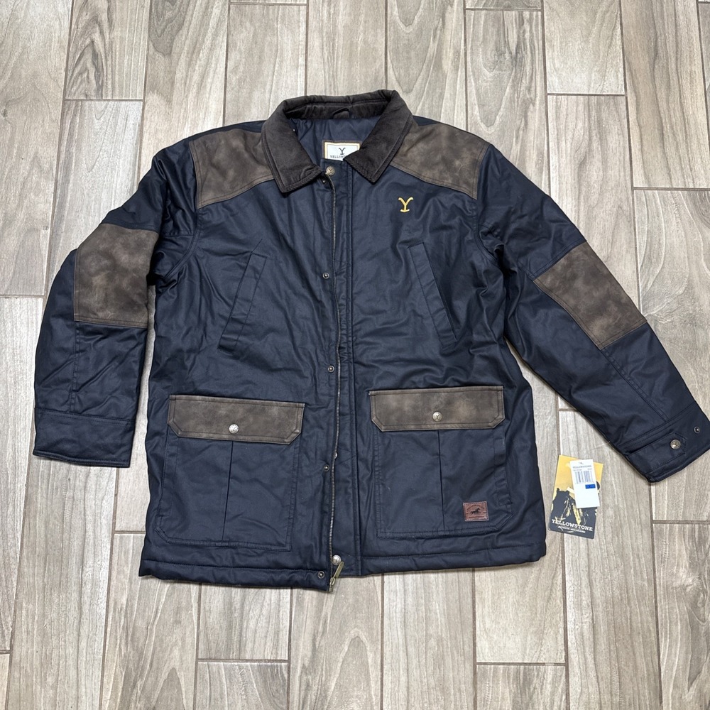 Yellowstone Black Men's Wax Jacket XL - Barn Coat -‎ New w/Tags!
